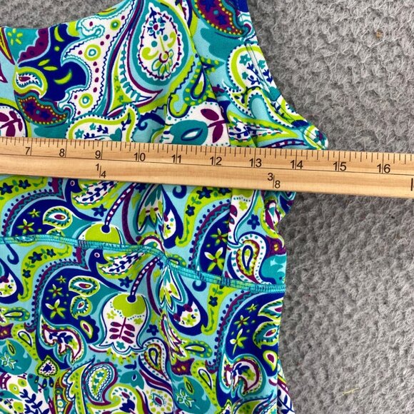 Title Nine Dress Womens Medium Green Multi Paisley A Line Athletic Mini Stretch - Picture 5 of 10